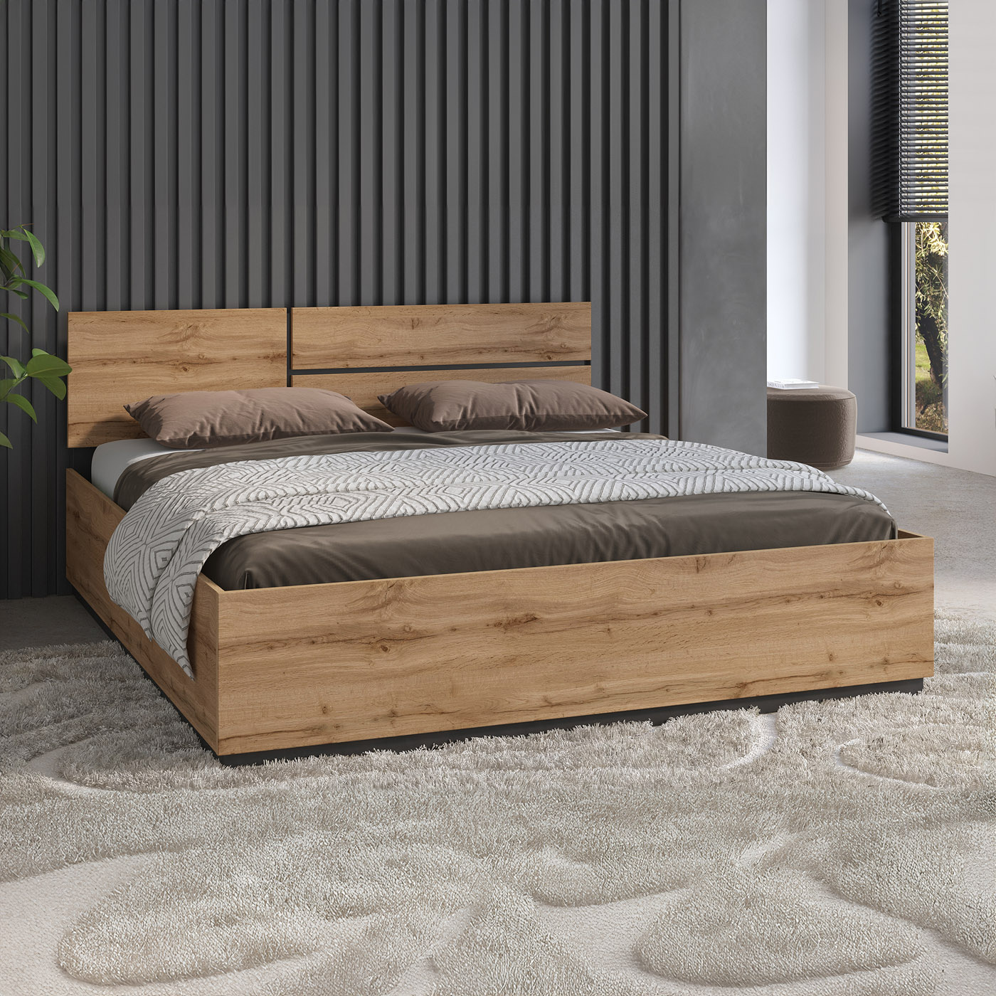 Houten Opbergbed Crotone - Eiken