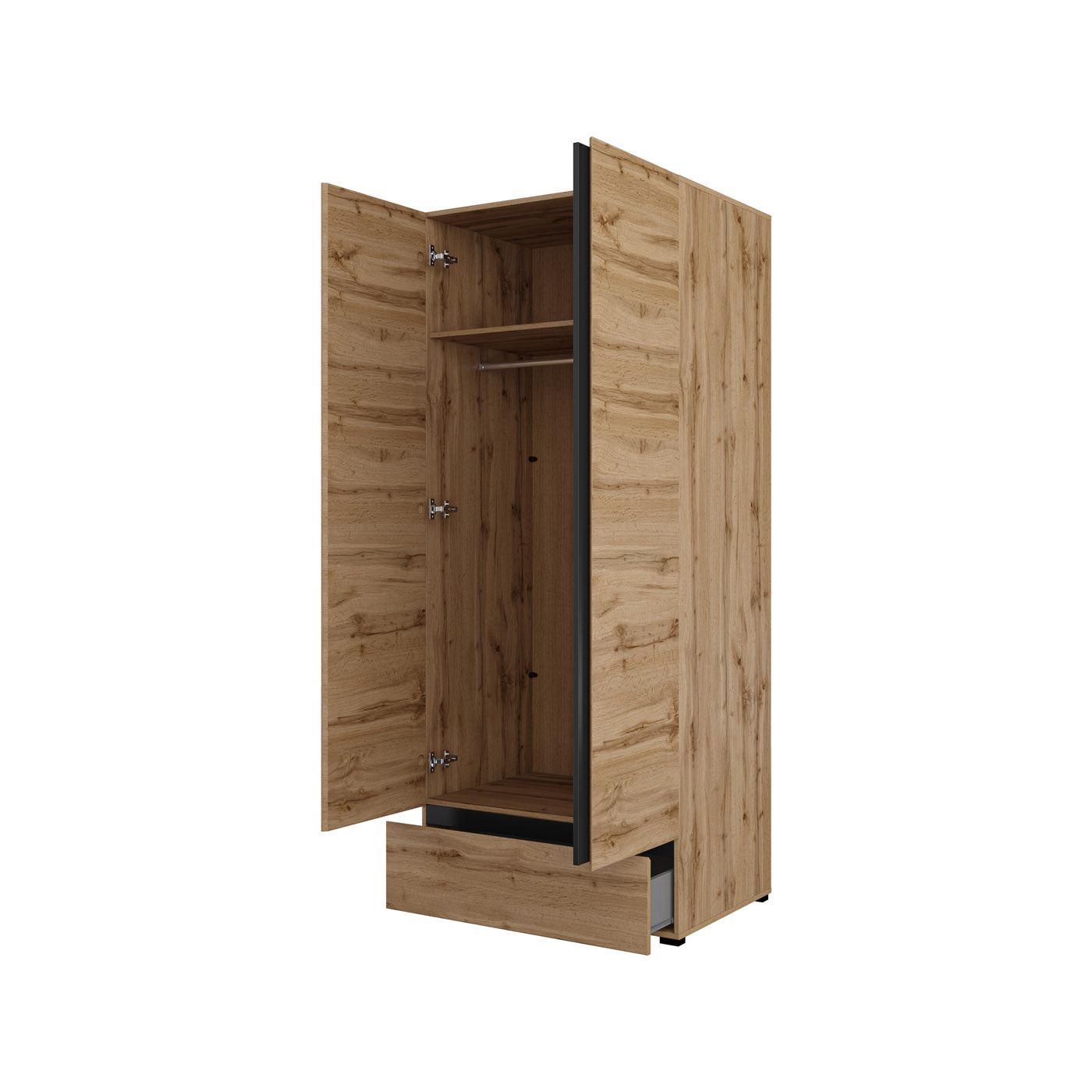Kledingkast Crotone - Eiken - 2-Deurs met Lade