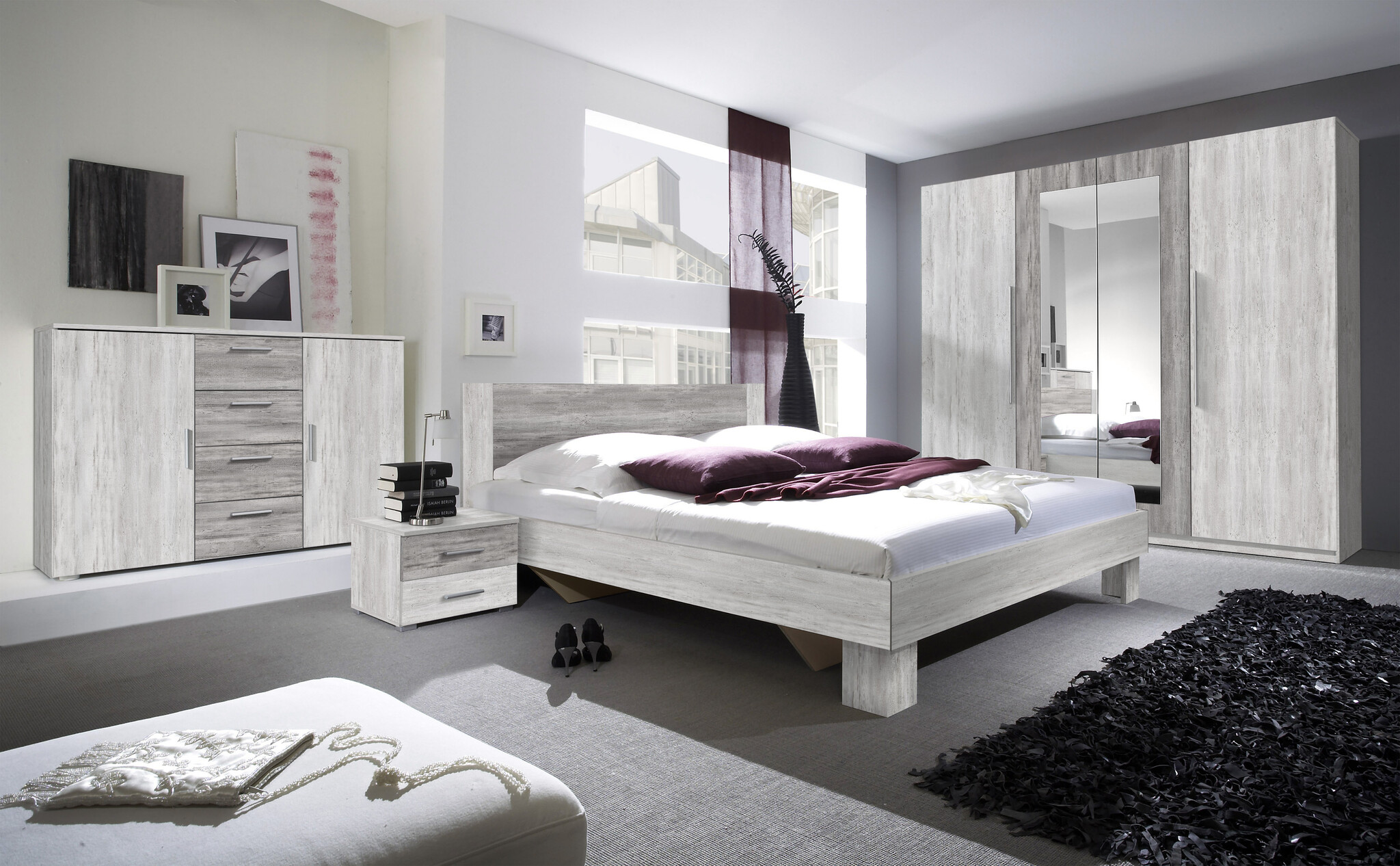 Houten Bed Verona - Wit - incl. Nachtkastjes - Bedframe