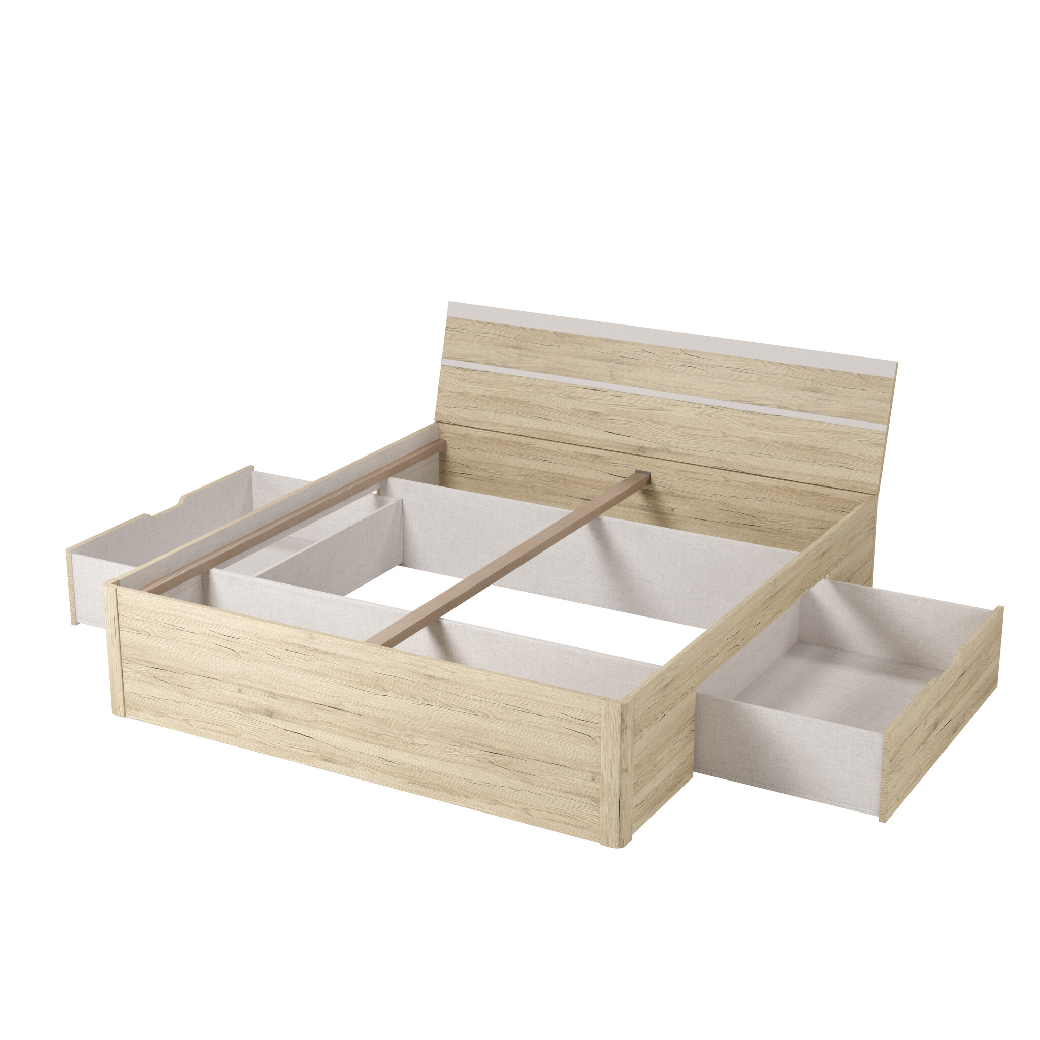 Houten Bed met Laden Brest - Beige - Bedframe