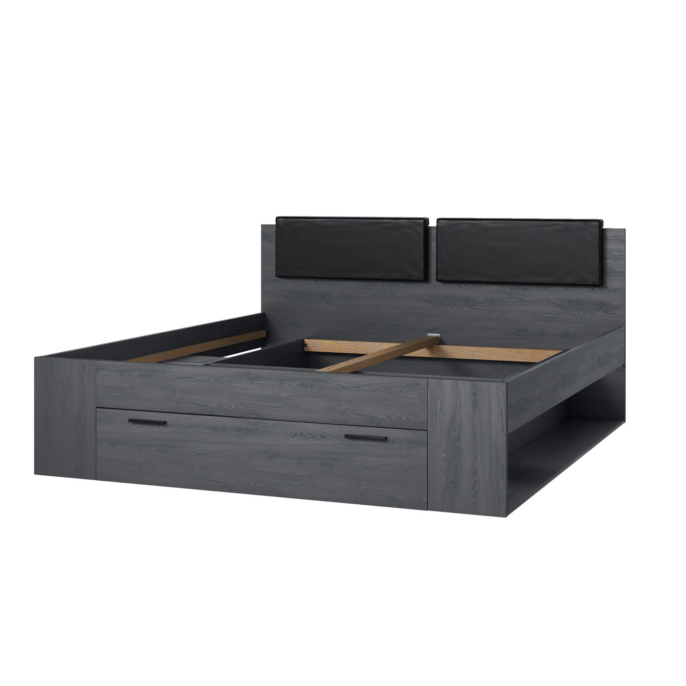 Houten Bed met Lade Genua - Antraciet - Bedframe