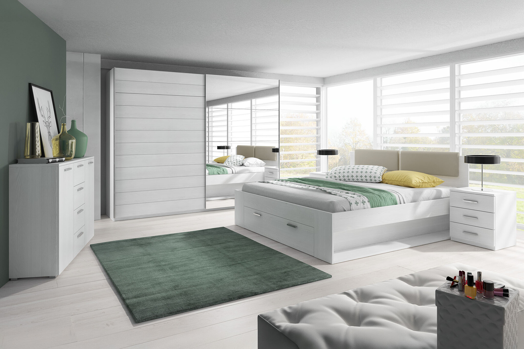 Houten Bed met Lade Genua - Wit - Bedframe