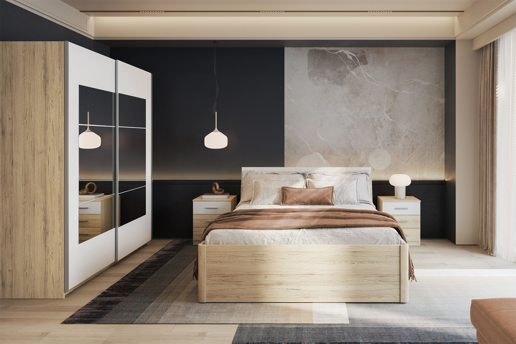 Houten Bed met Laden Brest - Beige - Bedframe
