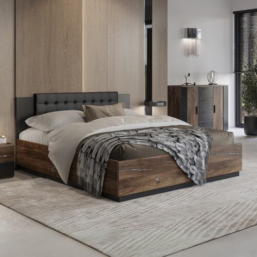Houten Bed met Opbergruimte Siena - Walnoot