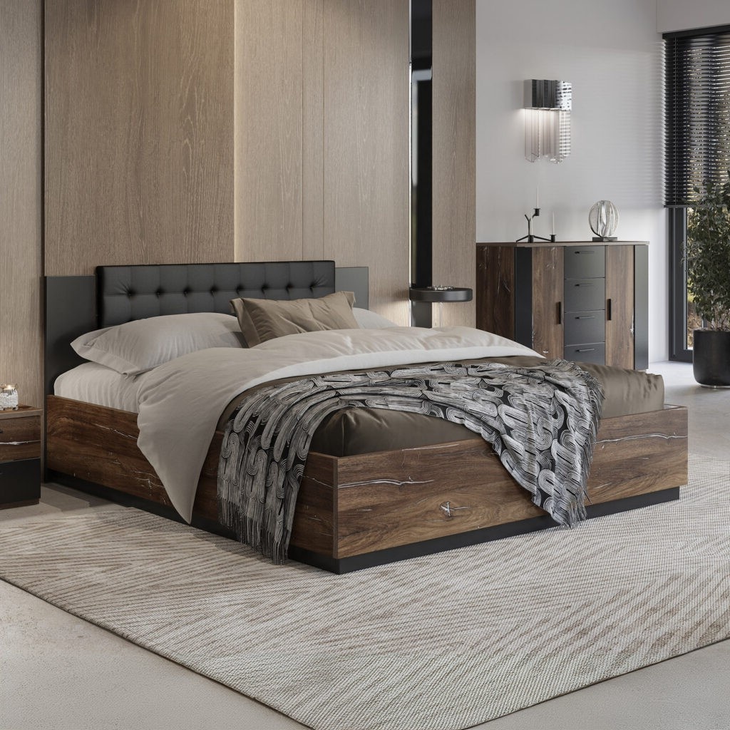 Houten Opbergbed Siena - Walnoot