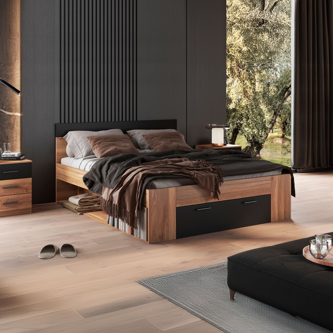 Houten Bed met Lade Bern - Naturel - Bedframe