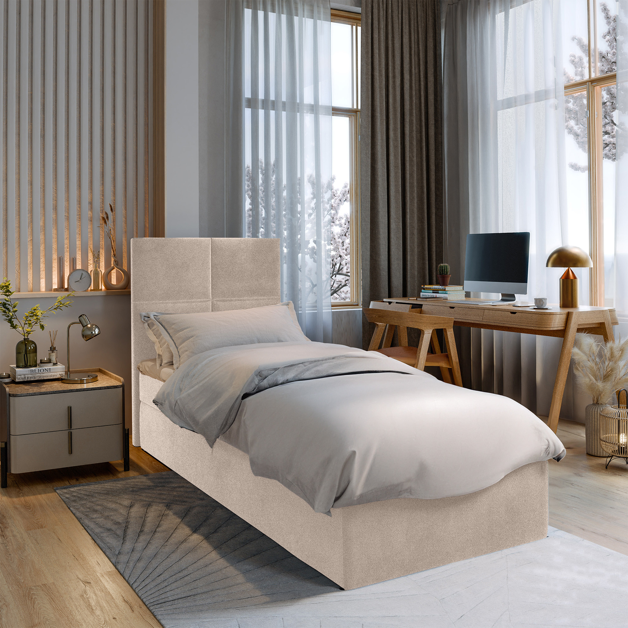 OP=OP Opberg Boxspring Levi 80 x 200 Creme