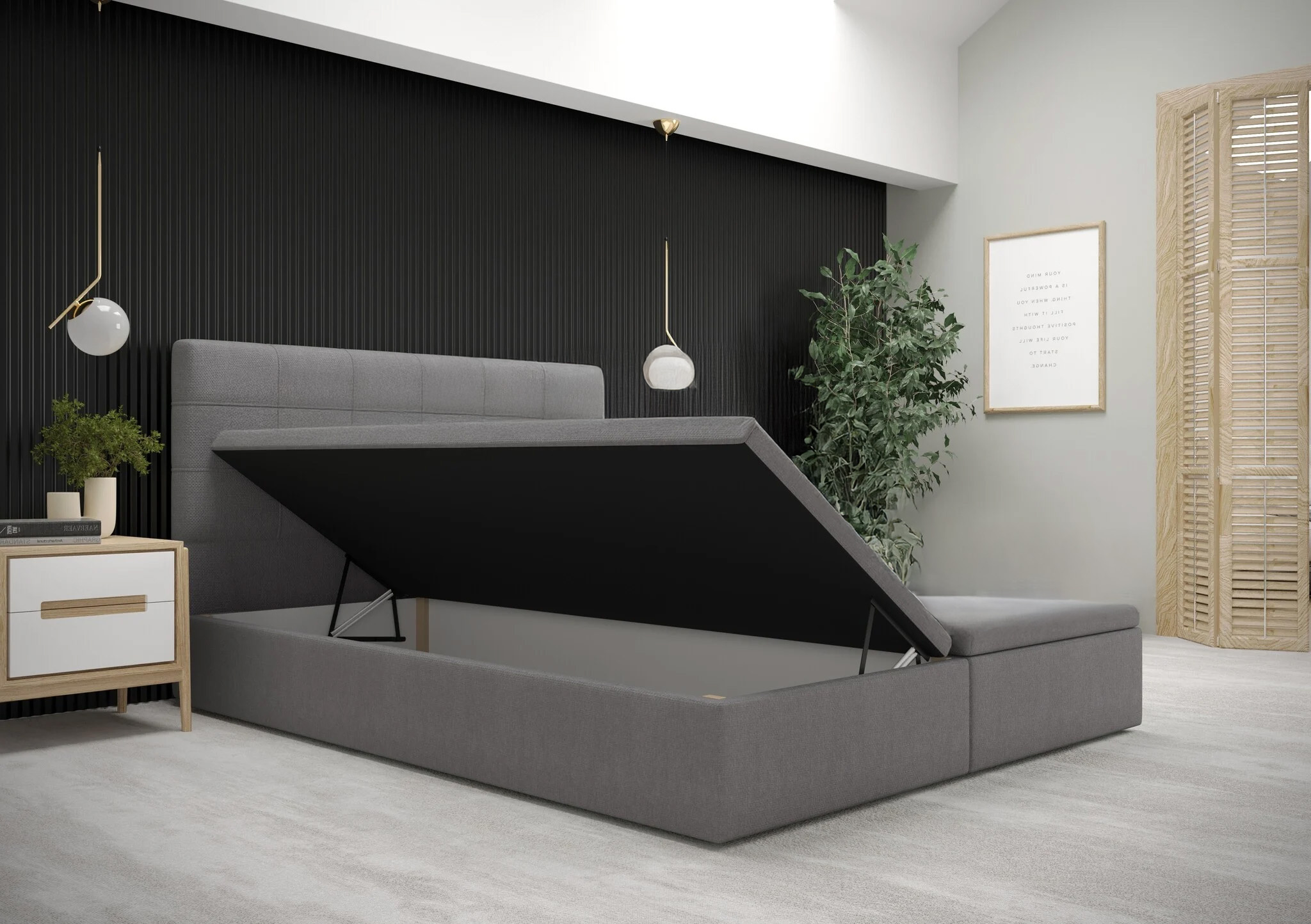 Stel zelf je boxspring met opbergruimte zonder matras naar wens samen !