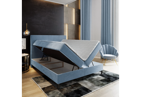 OP=OP Opberg Boxspring Basic 200 x 200 IJsblauw incl. Voetbord