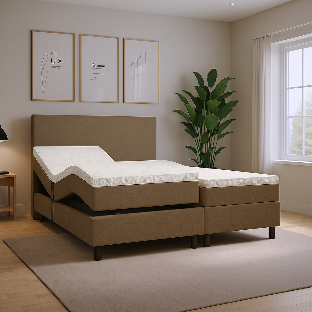 OP=OP Elektrische boxspring Basic 160 x 200 Suede Taupe - zonder Hoofdbord afbeelding
