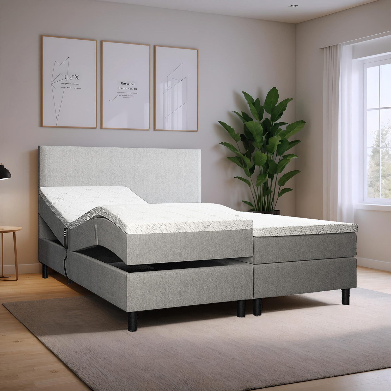 OP=OP Elektrische Boxspring Basic 160 x 200 Grijs afbeelding