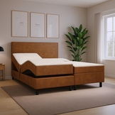 OP=OP Elektrische Boxspring Nigel 180 x 200 Suede Cognac