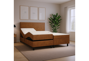 OP=OP Elektrische Boxspring Nigel 180 x 200 Suede Cognac
