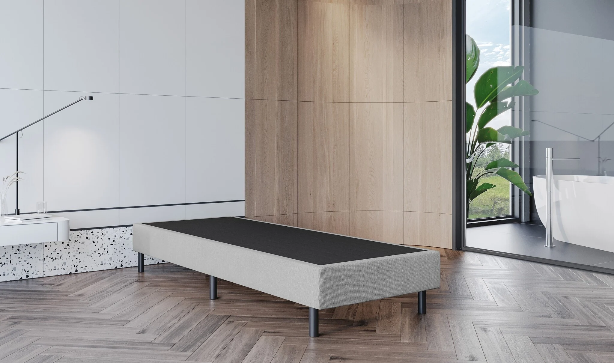 OP=OP Vaste Boxspring Box Zonder Matras 90 x 200 Grijs - Extra verhoogd afbeelding