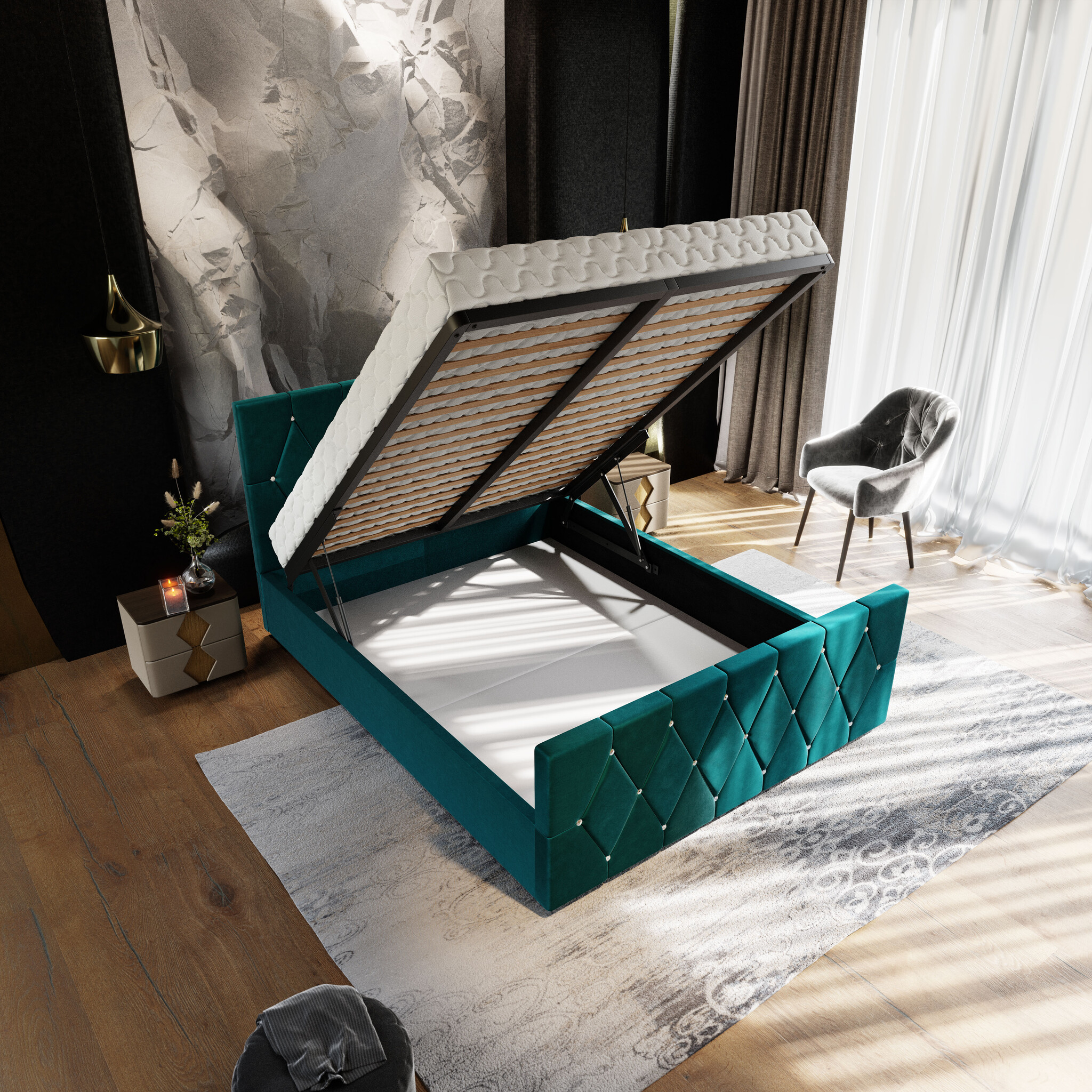 Opberg Bed Irvine – Luxe Bekleding | Kies je kleur