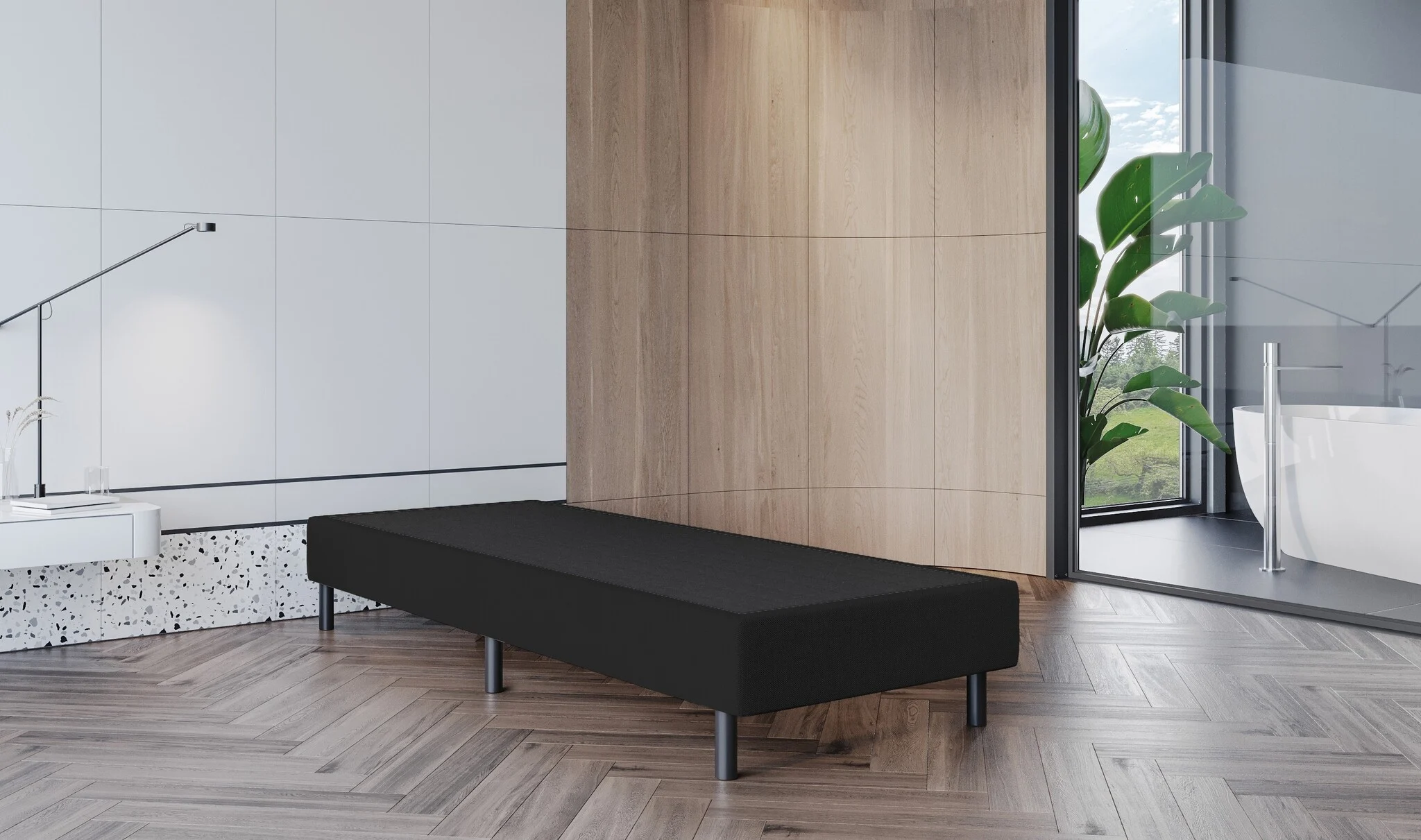 OP=OP Vaste Boxspring Box Zonder Matras 80 x 200 Skaileer Zwart afbeelding