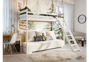 Hoogslaper met Slaapbank Sophie - Ribstof Creme