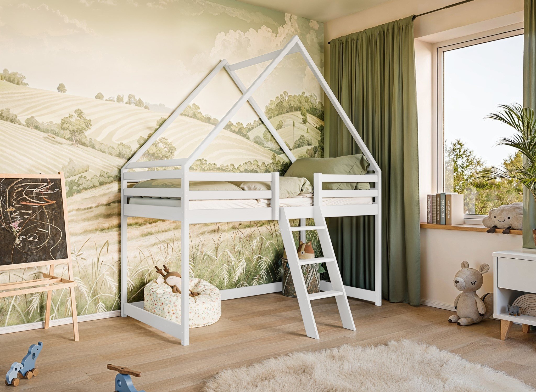 Hoogslaper met Dakje Moos - Kinderbed - Leverbaar in 10 kleuren!