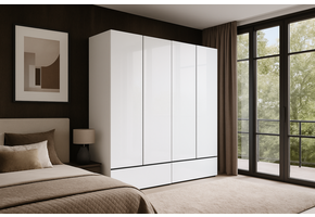 Kledingkast Crotone - Wit - 4-Deurs met Lades