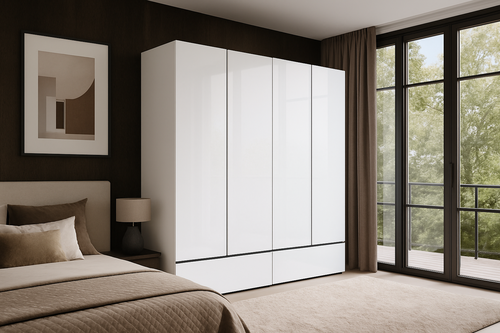 Kledingkast Crotone - Wit - 4-Deurs met Lades