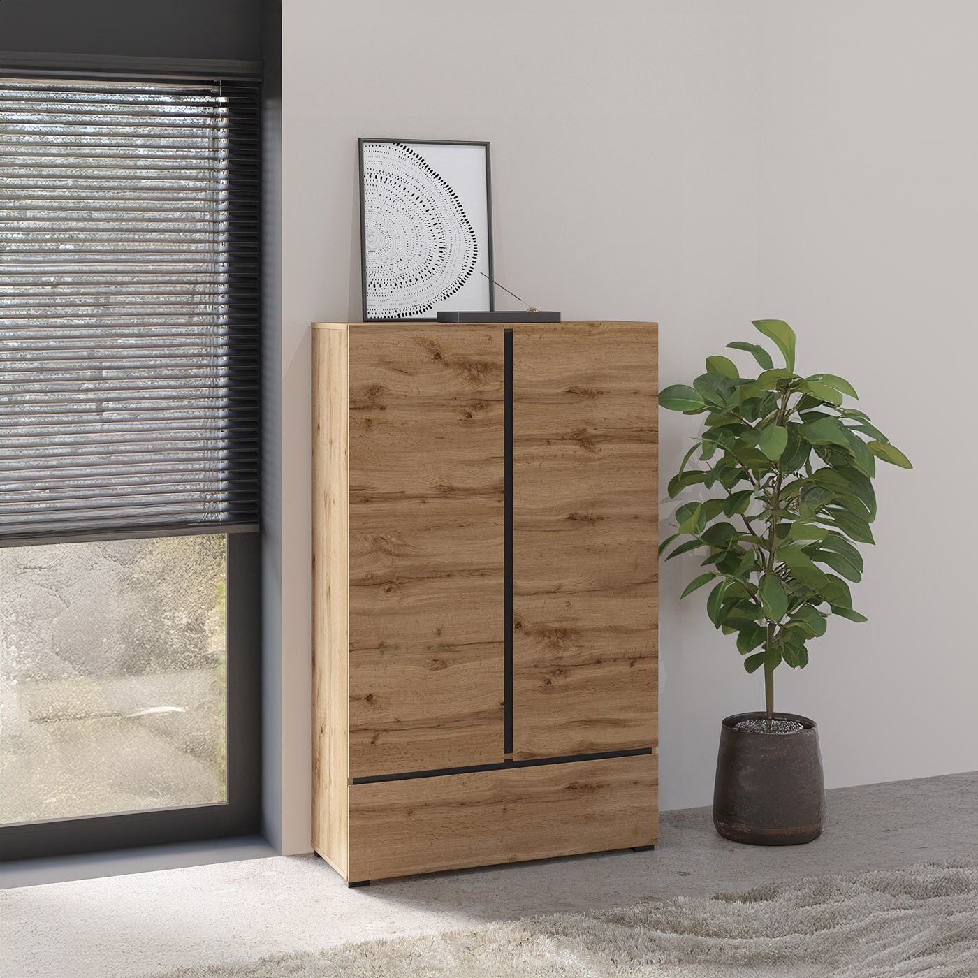 Home365 Linnenkast Crotone - Eiken - 2-Deurs met Lade afbeelding