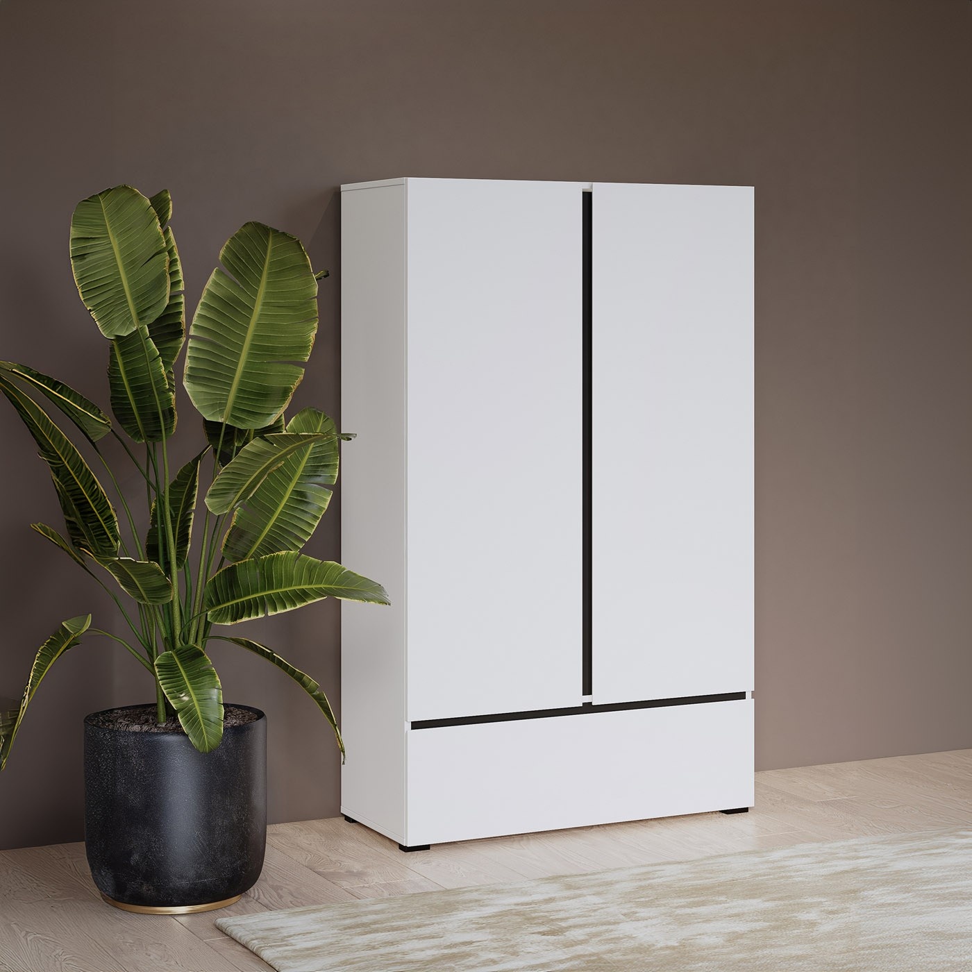 Home365 Linnenkast Crotone - Wit - 2-Deurs met Lade afbeelding