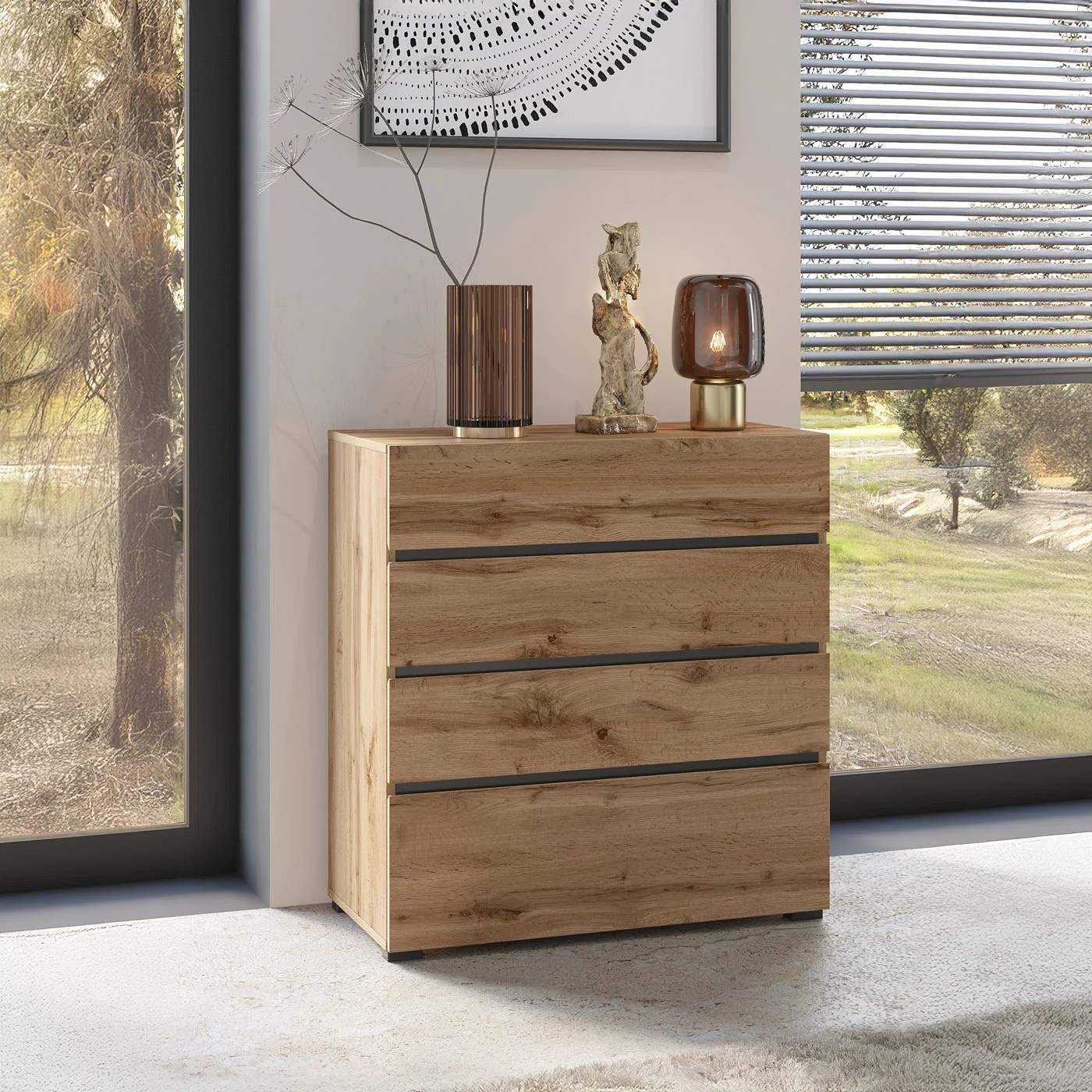 Home365 Ladekast Crotone - Eiken - 4 Lades afbeelding