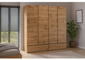 Kledingkast Crotone - Eiken - 4-Deurs met Lades