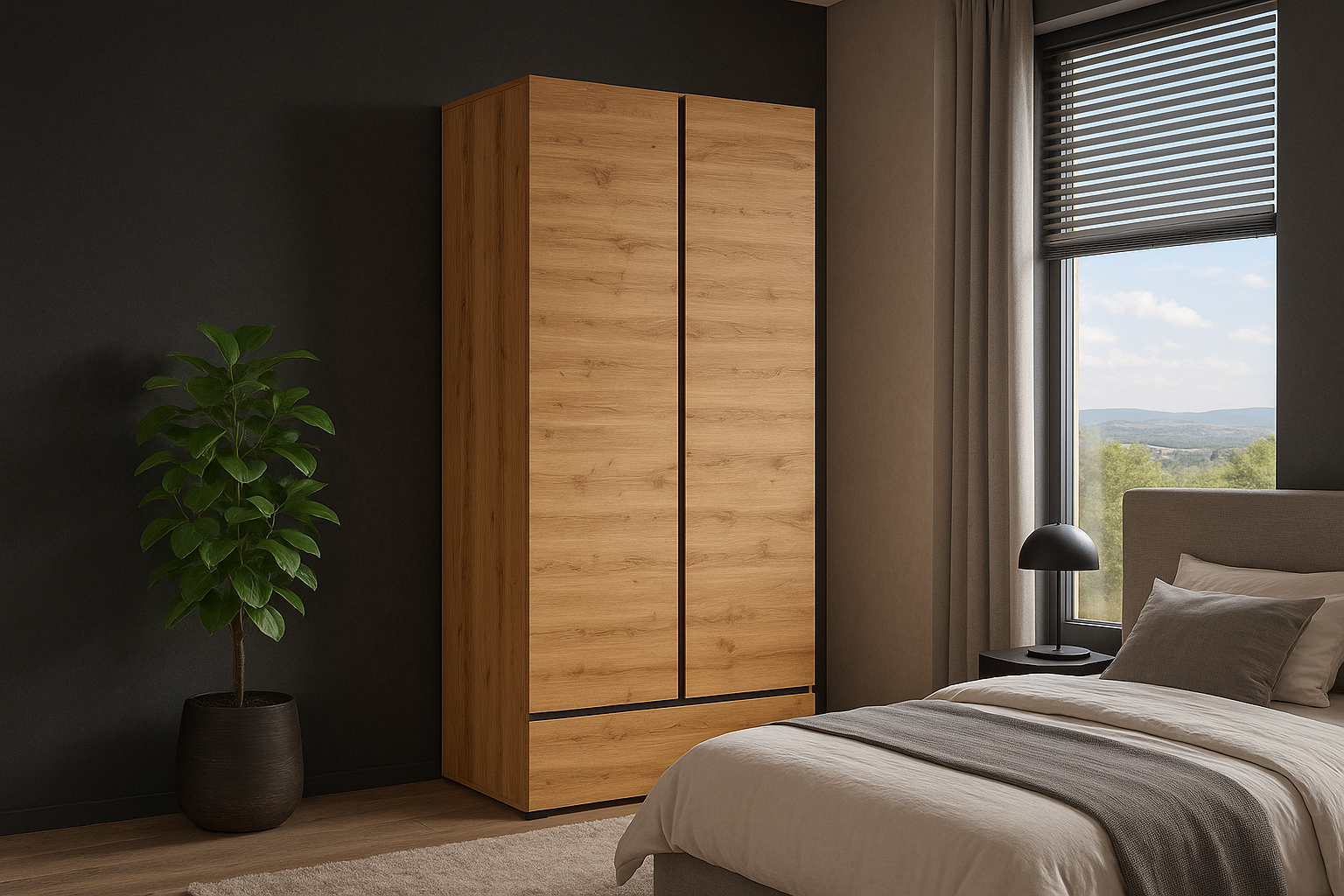 Home365 Kledingkast Crotone - Eiken - 2-Deurs met Lade afbeelding