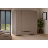Kledingkast Crotone - Taupe - 4-Deurs met Lades