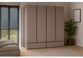 Kledingkast Crotone - Taupe - 4-Deurs met Lades