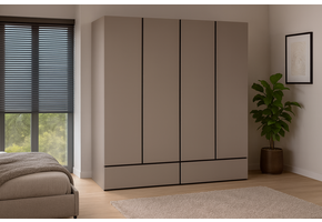 Kledingkast Crotone - Taupe - 4-Deurs met Lades