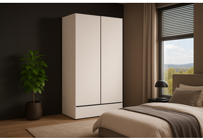 Kledingkast Crotone - Wit - 2-Deurs met Lade