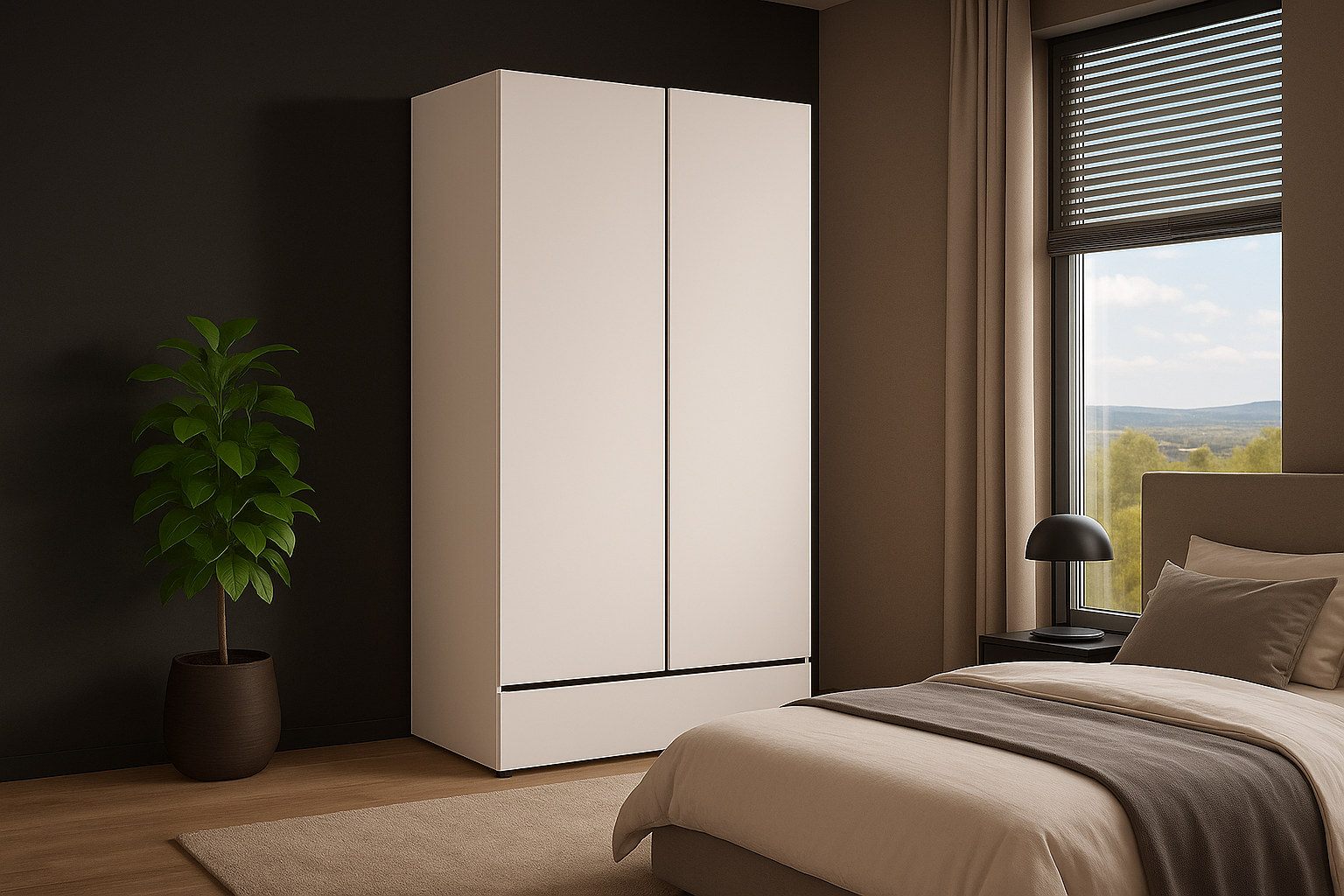 Home365 Kledingkast Crotone - Wit - 2-Deurs met Lade afbeelding