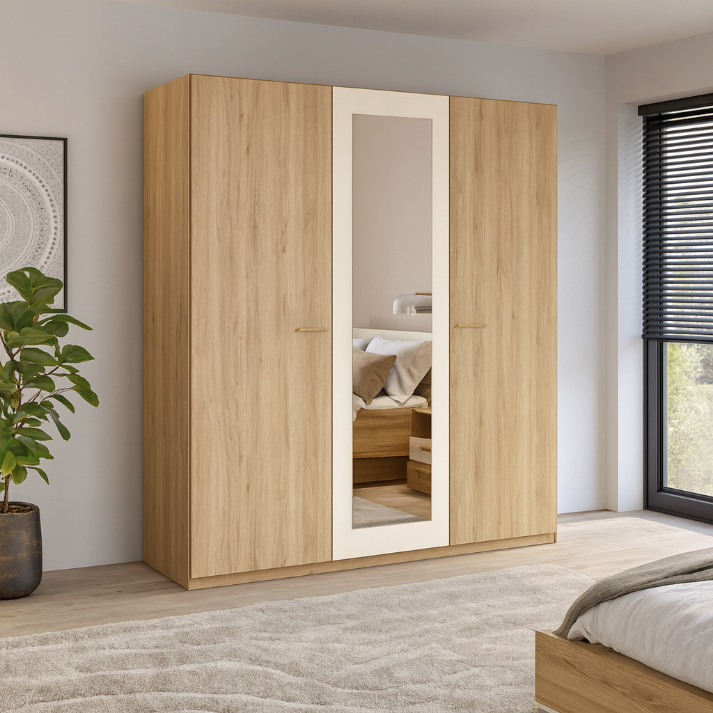 Home365 Kledingkast Verdal - 3-Deurs incl. Spiegel afbeelding