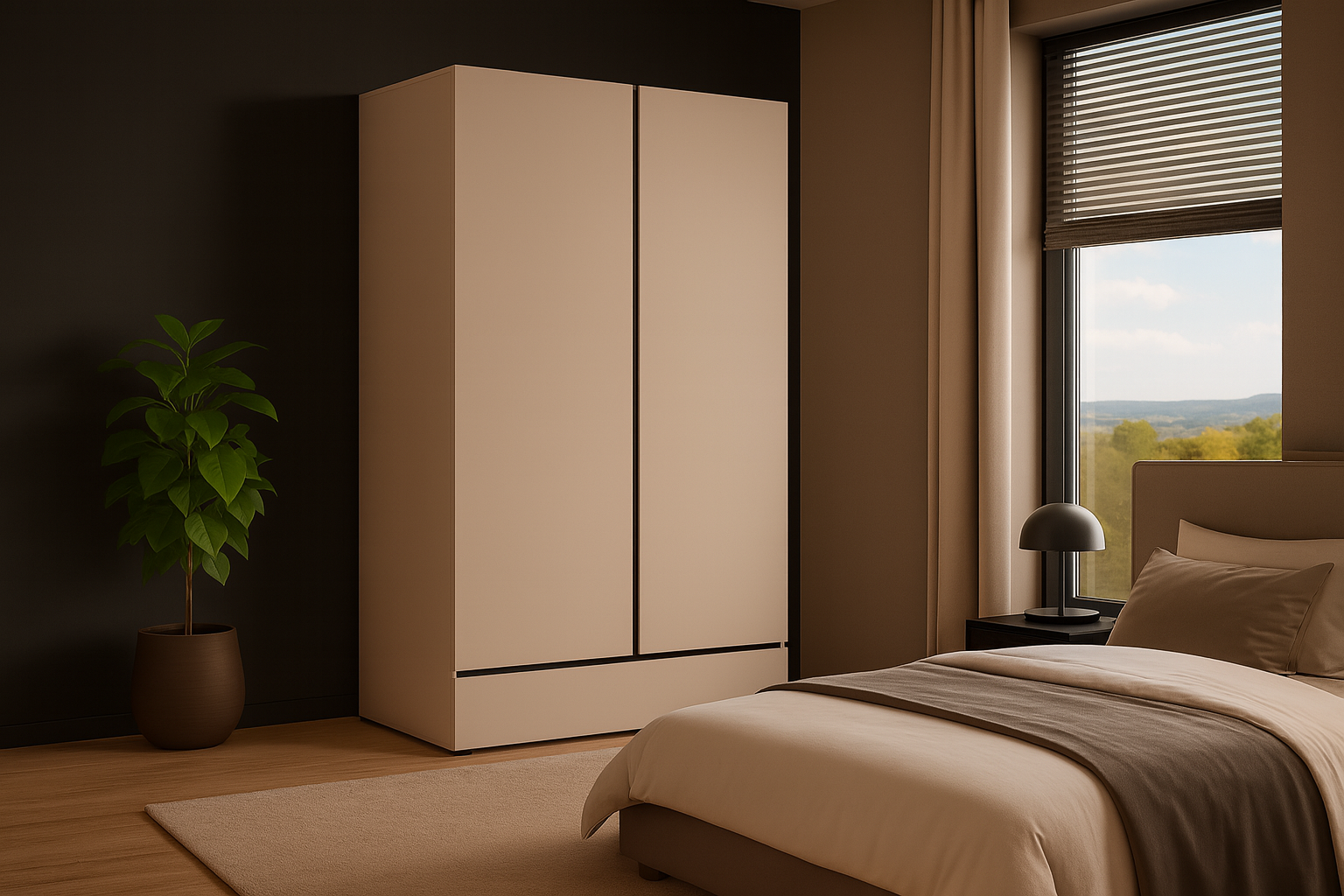 Home365 Kledingkast Crotone - Taupe - 2-Deurs met Lade afbeelding