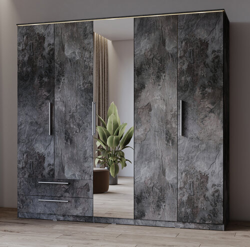 Kledingkast Nîmes – 5-Deurs incl. Spiegel - Marmer
