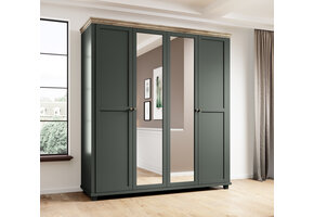 Kledingkast Elvas - Donkergroen - 4-Deurs incl. Spiegel