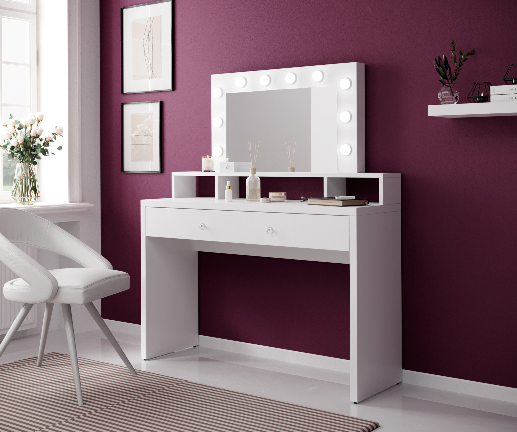 Kaptafel Ariana - Wit incl. Verlichting