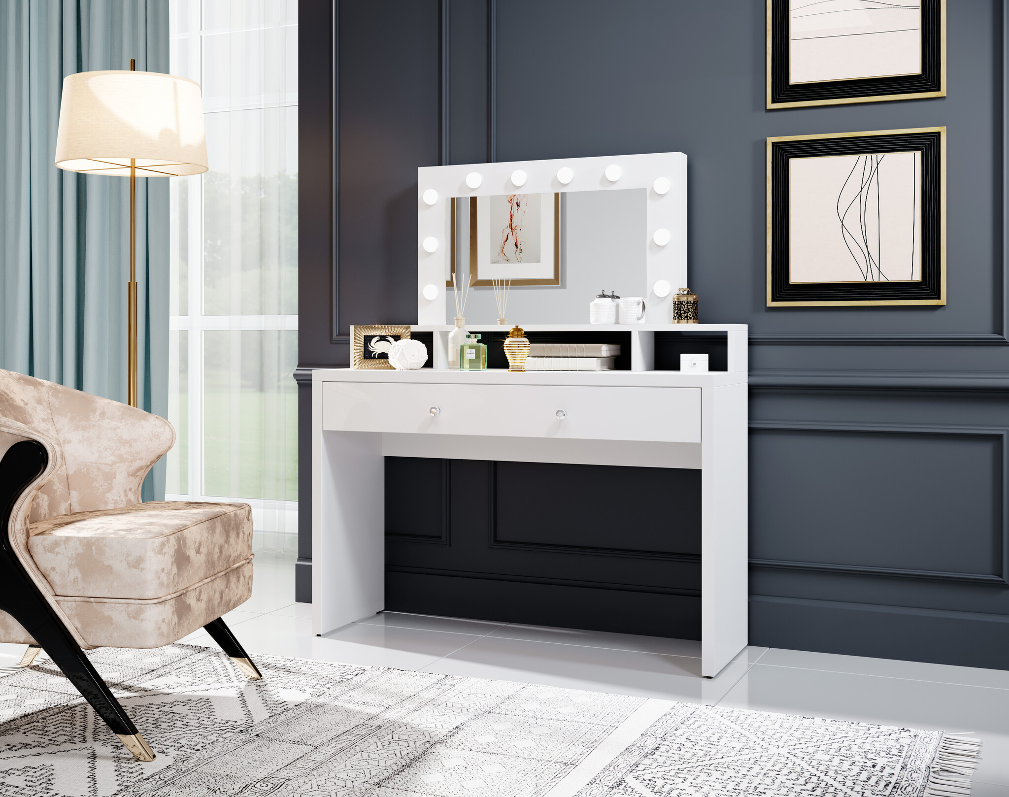 Kaptafel Ariana - Wit incl. Verlichting