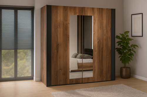 Kledingkast Siena - Bruin - 2-Deurs incl. Spiegel