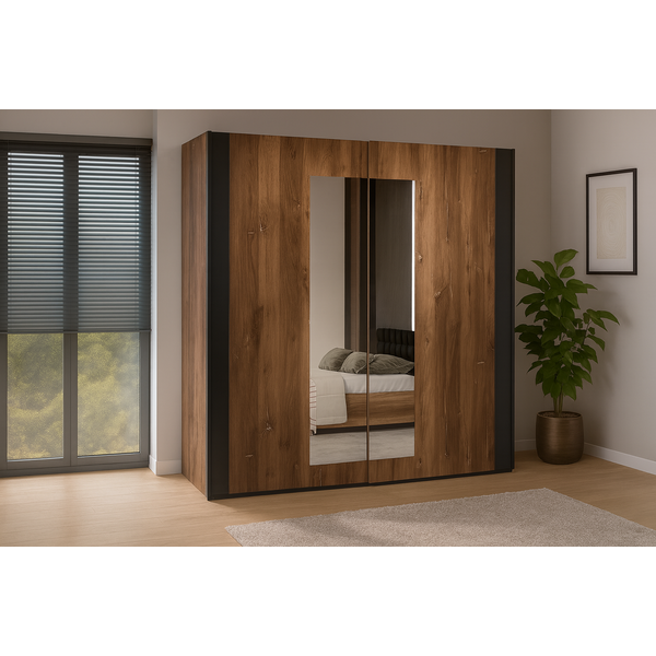 Home365 Kledingkast Siena - Bruin - 2-Deurs incl. Spiegel