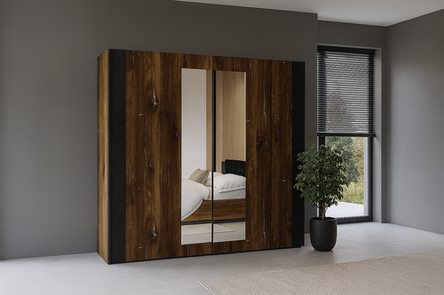 Kledingkast Siena - Walnoot - 2-Deurs incl. Spiegel
