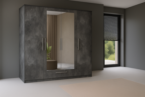 Kledingkast Nîmes – 4-Deurs incl. Spiegel - Marmer