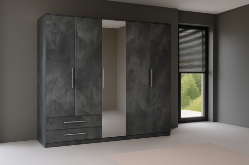 Kledingkast Nîmes – 5-Deurs incl. Spiegel - Marmer