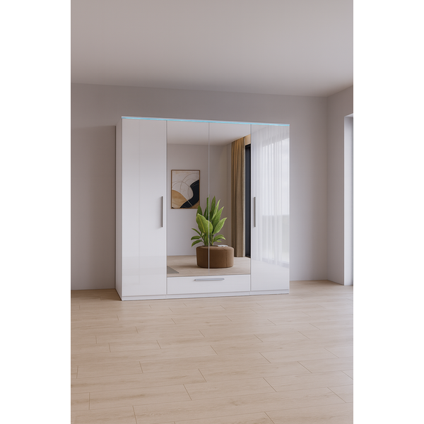 Home365 Kledingkast Nîmes – 4-Deurs incl. Spiegel - Wit