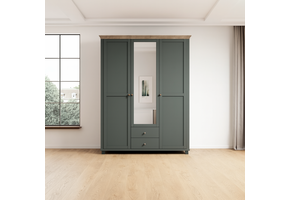 Kledingkast Elvas - Donkergroen - 3-Deurs incl. Spiegel