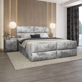 OP=OP Opberg Boxspring Velvet Croco 180 x 210 Zilver incl. 2x Hocker en Voetbord