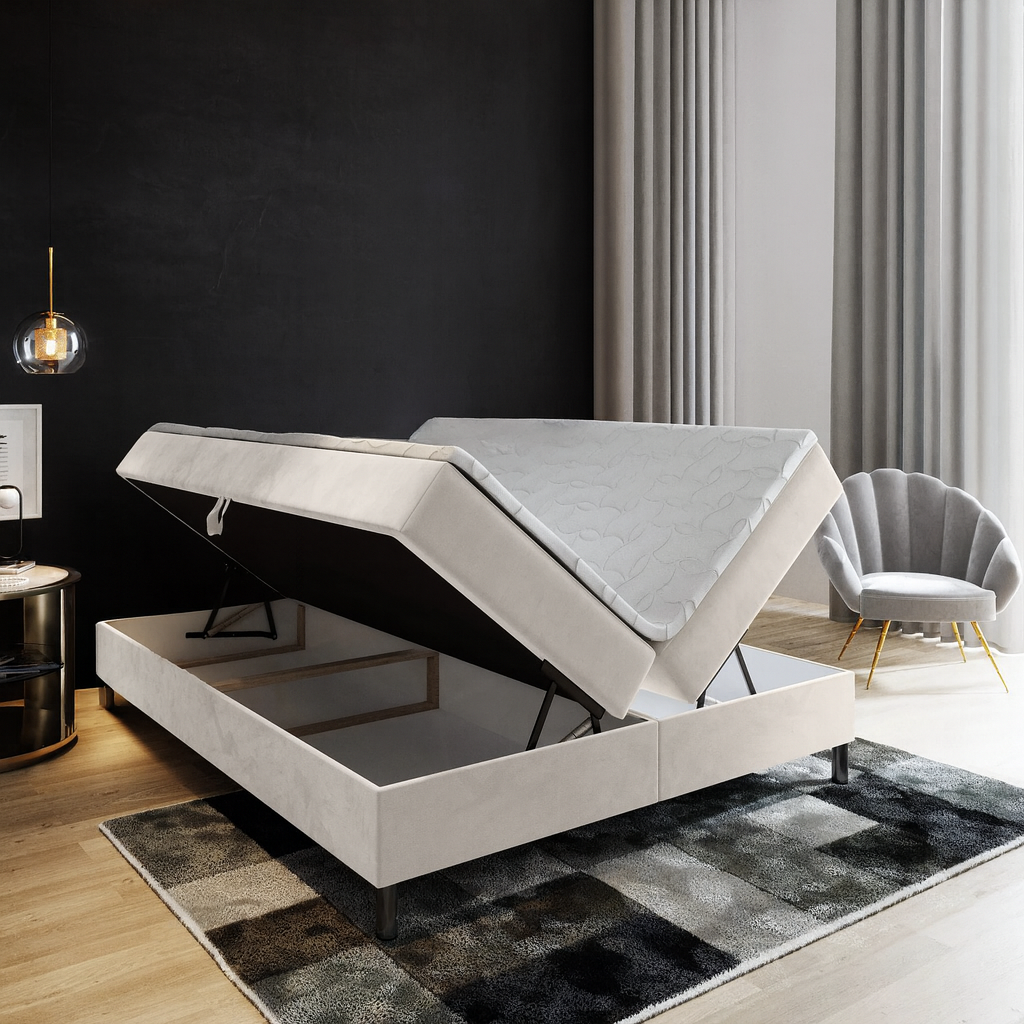 OP=OP Opberg Boxspring Basic 180 x 200 Beige - Zonder hoofdbord