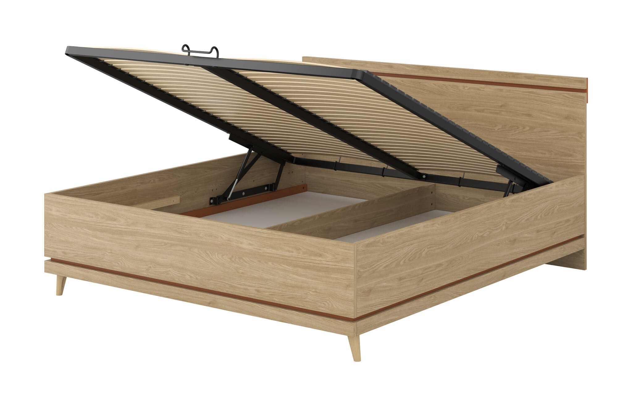 Houten Bed met Opbergruimte Skagen - Eiken